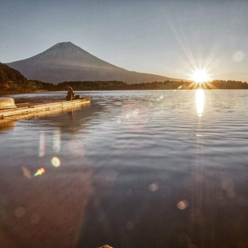 Hakone, Mt Fuji gezien vanaf Lake Tanuki
