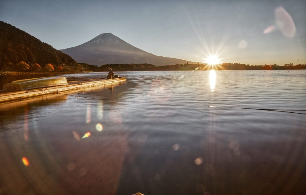 Hakone, Mt Fuji gezien vanaf Lake Tanuki
